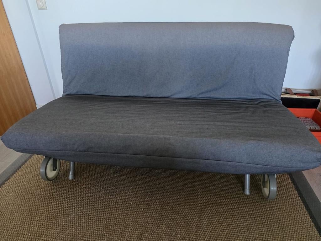 Grijze Slaapbank IKEA PS bäddsoffa160 x200 lattenbodem., Ophalen, Gebruikt, Tweepersoons, 75 tot 100 cm