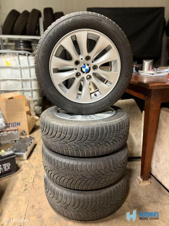 Set wielen  lichtmetaal met winterbanden  BMW 3-serie E90, Auto-onderdelen, Banden en Velgen, Gebruikt, 16 inch, Banden en Velgen