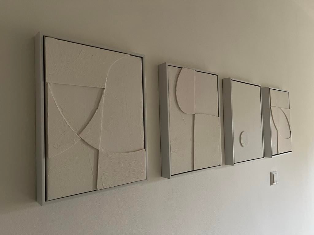 4 decoratieve wandpanelen 42x33 cm, Huis en Inrichting, Ophalen, Gebruikt, Wandbord of Wandpaneel, Kunststof