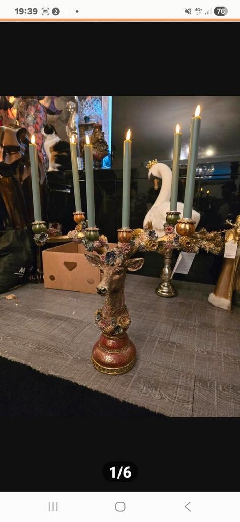 Unieke kandelaar in de vorm van een hert met bloemendetails., Diversen, Pasen, Nieuw, Ophalen