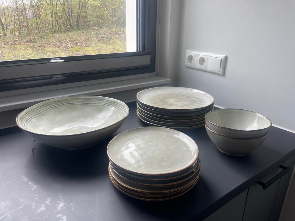 Servies Xenos Toscane grijs - 20-delig met schalen - ook los, Gebruikt, Keramiek, Ophalen of Verzenden, Effen