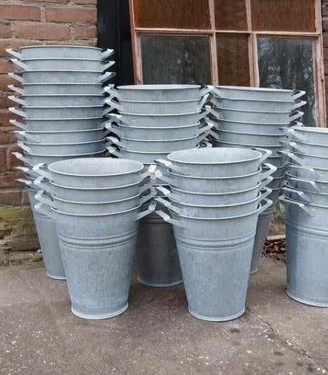 Oude brocante zinken emmers partij, Gebruikt, T, Ophalen of Verzenden, N