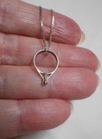 Zilveren ketting met miniatuur ring hanger nr.531, Sieraden, Tassen en Uiterlijk, Kettingen, Met hanger, Verzenden, Zo goed als nieuw