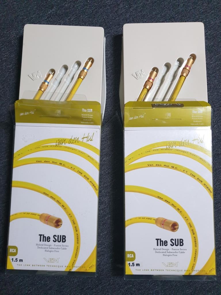 Van Den Hul The Sub Subwooferkabel - 1,5m (2 stuks), Ophalen of Verzenden, Zo goed als nieuw, Minder dan 2 meter, Interlink-kabel