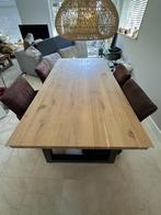 massief eiken eettafel 105x210 cm, Ophalen, Gebruikt, Eikenhout, 200 cm of meer