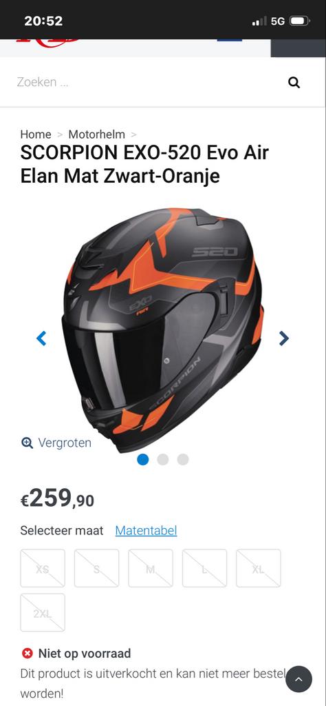 Scorpion EXO-520 Evo Air Elan Mat Zwart-Oranje, Motoren, Kleding | Motorhelmen, Overige merken, M, Heren, Ophalen of Verzenden
