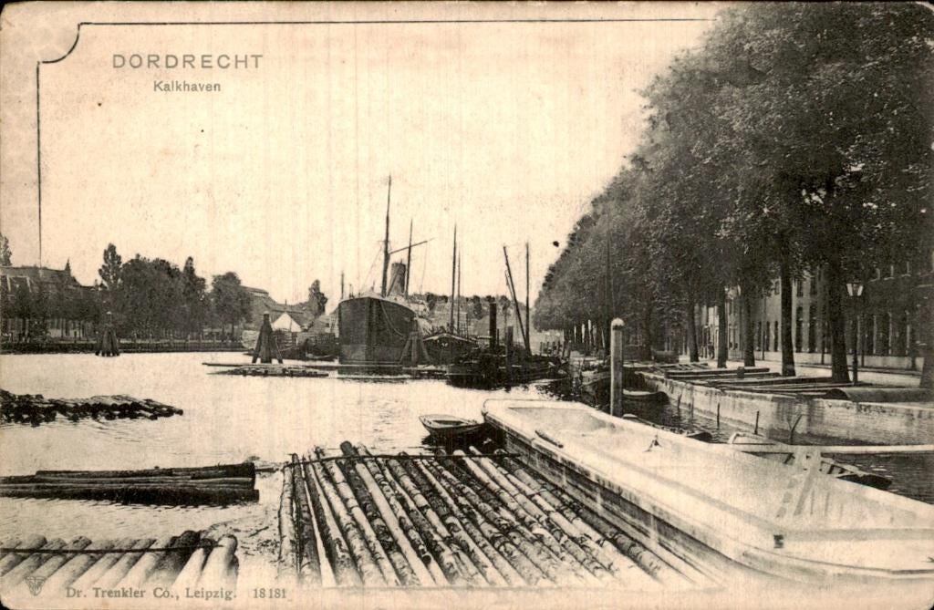 Dordrecht - Kalkhaven - Havenzicht met vlotten, Ophalen of Verzenden, Voor 1920, Ongelopen, Zuid-Holland
