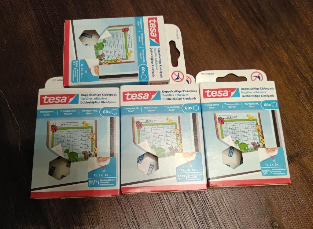 Tesa dubbelzijdige kleefpads transparant (4 doosjes), Ophalen of Verzenden, Nieuw, Overige typen
