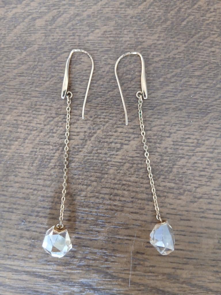 Gouden Swarovski oorhangers, Met kristal, Hangers, Verzenden, Zo goed als nieuw