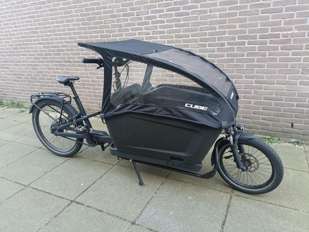 Cube Hybrid Cargo Bakfiets - Elektrisch met Huif, Fietsen en Brommers, Fietsen | Bakfietsen, Gebruikt, Huif, 2 kinderen, Ophalen