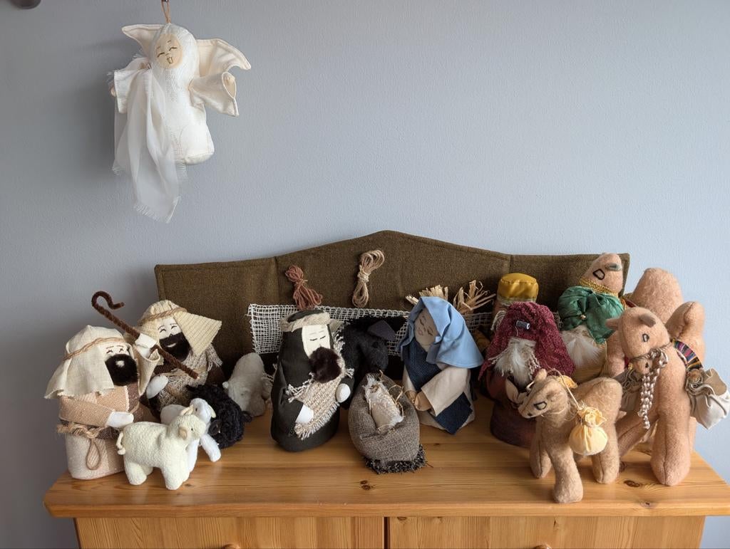 Kerst groep van stof Handgemaakt Polen, Verzamelen, Beelden en Beeldjes, Ophalen, Dier