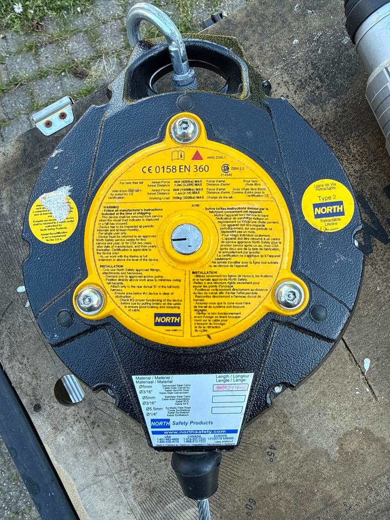 2STUKS NORTH Type 2 Retractable Lifeline - Valbeveiliging, Ophalen of Verzenden, Zo goed als nieuw