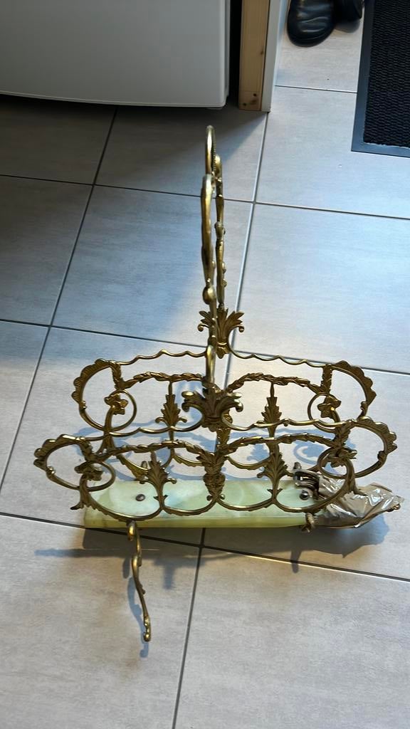 Antieke messing /onyx krantenbak, Ophalen, Gebruikt