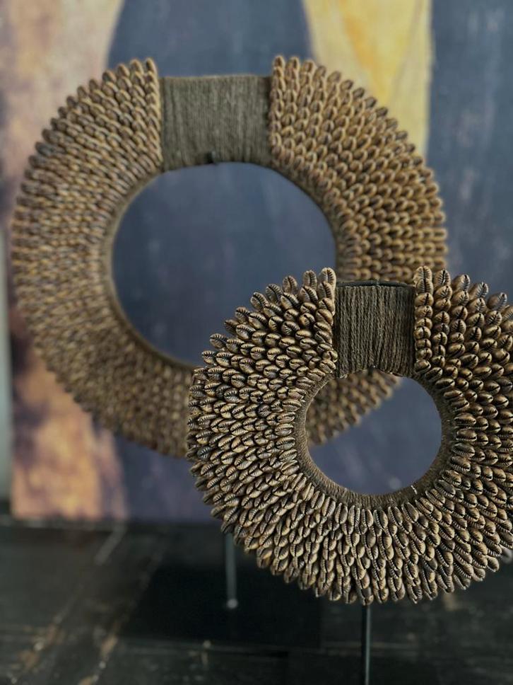 Set kauri schelpen decoratie antiekbruin NewGuinea bohemian, Huis en Inrichting, Woonaccessoires | Overige, Ophalen of Verzenden