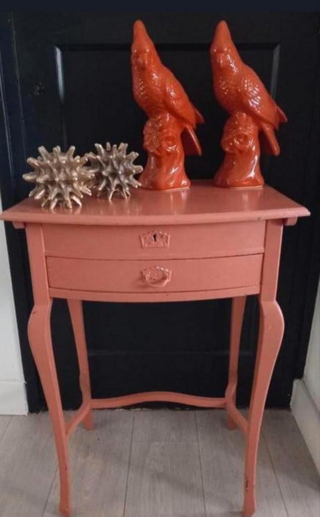 Antieke sidetable terra roze, Ophalen, Gebruikt, 50 tot 100 cm, 25 tot 50 cm
