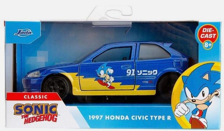 Jada Toys: 1997 Honda Civic Type R Sonic the Hedgehog 1:32, Hobby en Vrije tijd, Modelauto's | 1:32, Nieuw, Auto, Overige merken