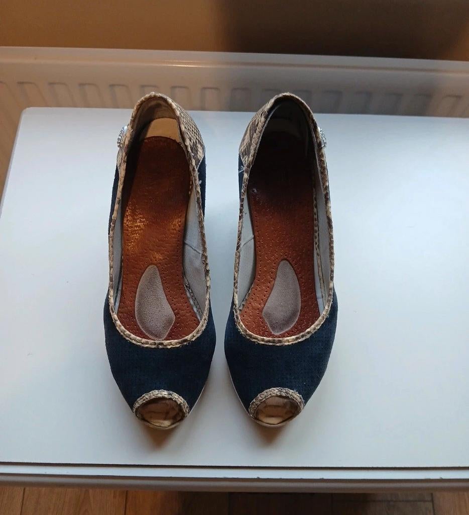 Botticelli Limited sleehakken met slangenprint, Ophalen, Blauw, Botticelli Limited, Schoenen met hoge hakken