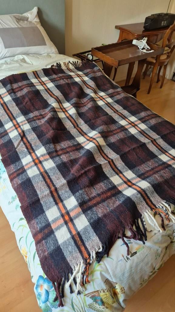Wollen Plaid Deken - vintage, Huis en Inrichting, Woonaccessoires | Plaids en Woondekens, Ophalen, Gebruikt