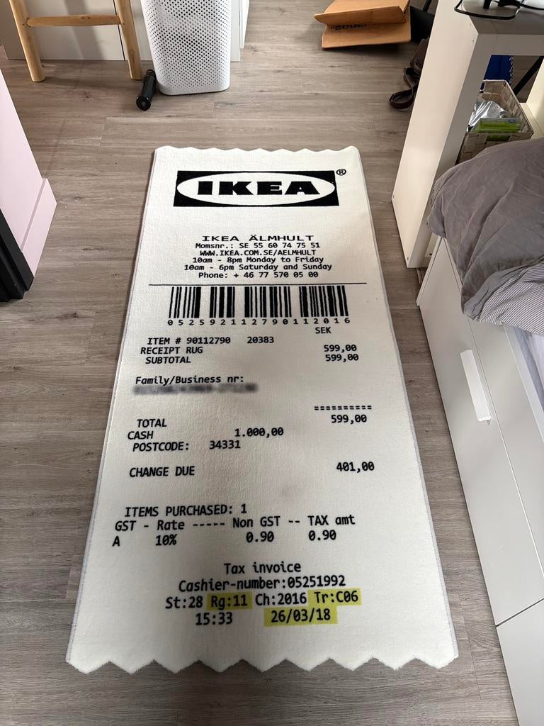 Virgil Abloh x Ikea vloerkleed, Huis en Inrichting, Stoffering | Tapijten en Kleden, Ophalen of Verzenden, Zo goed als nieuw, Rechthoekig