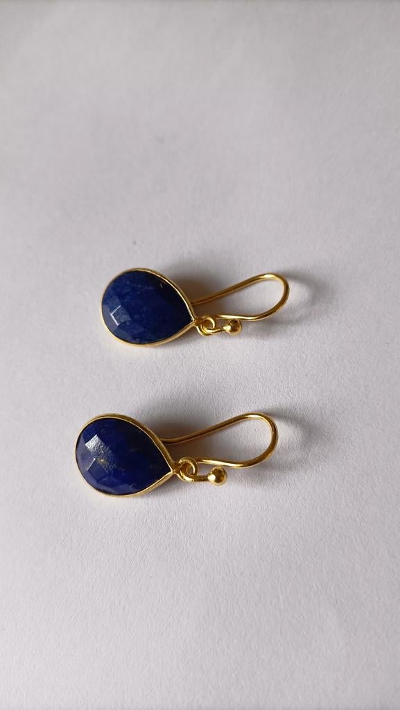Fraaie zilver vergulde oorbellen Lapis Lazuli, Hangers, Verzenden, Nieuw, Met edelsteen
