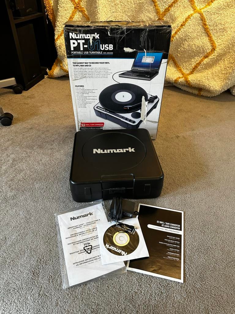 Numark PT-01 USB Draagbare Platenspeler met Originele Doos, Audio, Tv en Foto, Platenspelers, Overige merken, Gebruikt, Ophalen of Verzenden