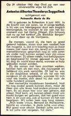 Seggelinck Antonius Albertus T. Rotterdam 1821-1962 Blerick, Ophalen of Verzenden