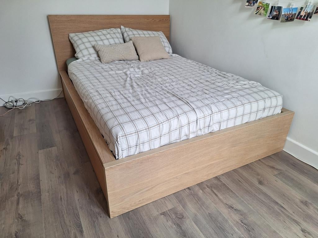 Ikea Malm bed 140x200 met lades, Ophalen, Bruin, Tweepersoons, 140 cm