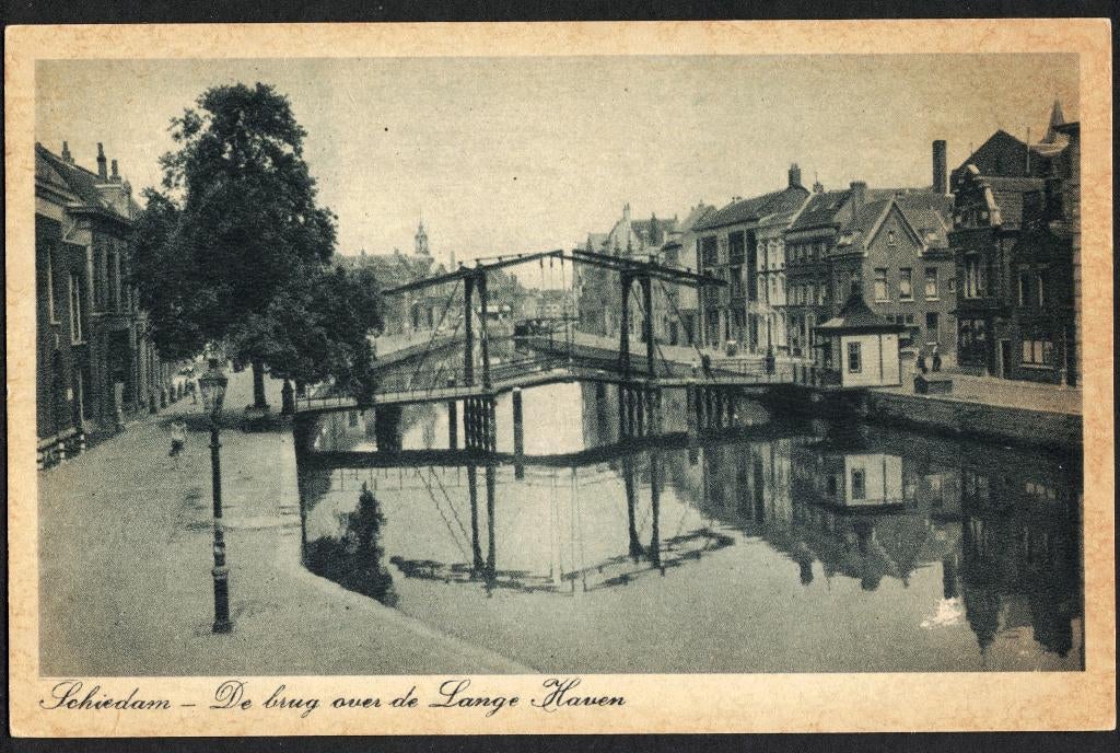Schiedam, Brug over de Lange Haven., Ophalen of Verzenden, 1940 tot 1960, Ongelopen, Zuid-Holland
