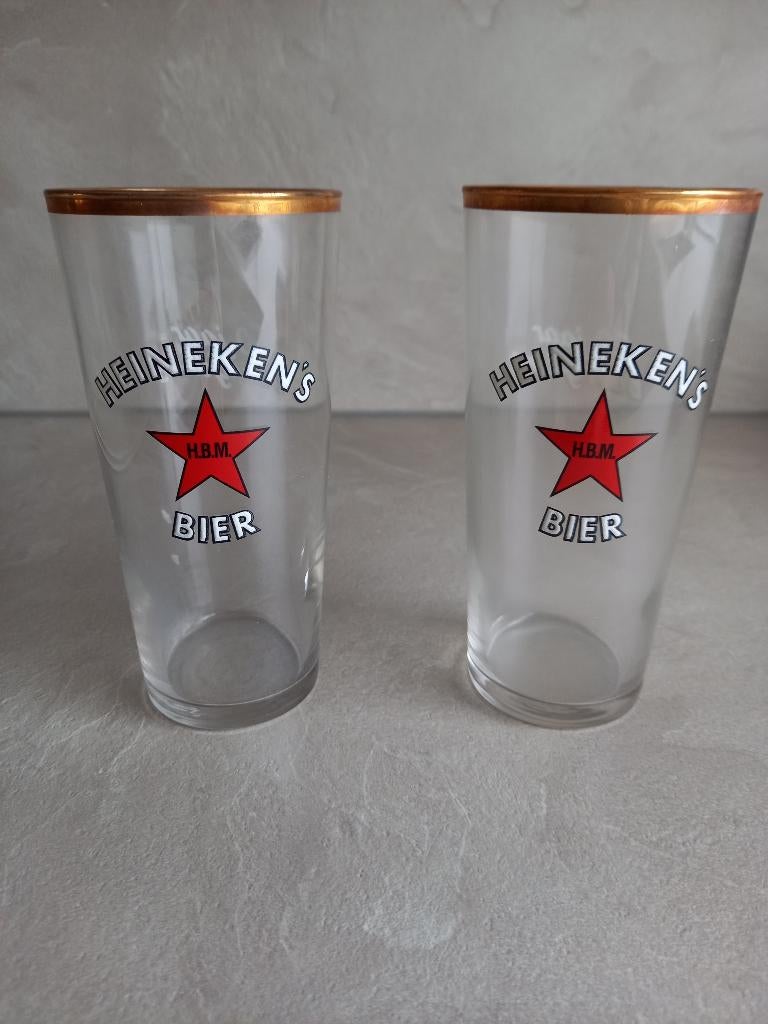 Heineken glazen 2 st.  50 jaar bevrijding, Verzamelen, Biermerken, Ophalen of Verzenden, Nieuw, Glas of Glazen, Heineken
