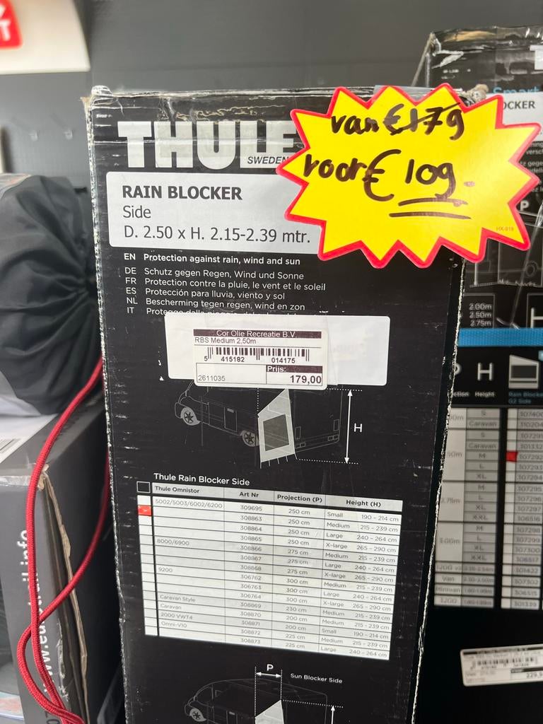 Thule Rain Blocker Side D. 2.50 x H. 2.15-2.39 mtr., Ophalen, Nieuw