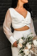 Unieke tweedelige trouwjurk Karolien Verstraeten, Ophalen of Verzenden, Zo goed als nieuw, Wit, Trouwjurk