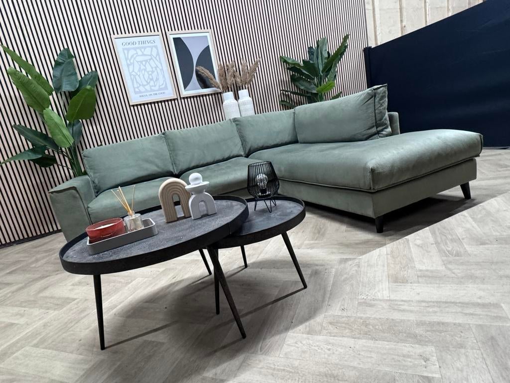 ZGAN Goossens Jonas Hoekbank Microleer - Groen - 263 x 215