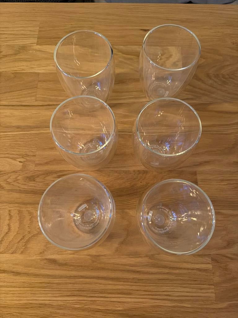 Bodum Dubbelwandige Glazen - Set van 6 250ml, Bodum, Ophalen of Verzenden, Zo goed als nieuw, Glas
