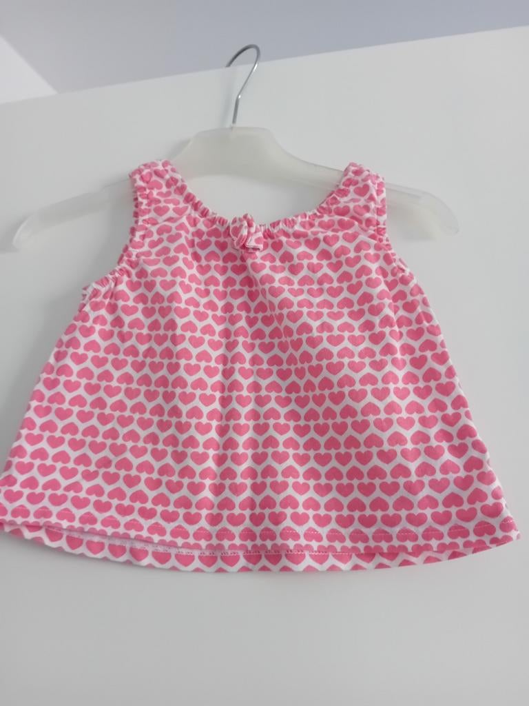 Mouwloze top met hartjesprint - Maat 74. Tex., Kinderen en Baby's, Babykleding | Maat 74, Tex, Meisje, Ophalen of Verzenden, Zo goed als nieuw