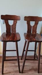 Vintage barstoelen, eikenhout, jaren '70, Huis en Inrichting, Barkrukken, Ophalen, Gebruikt, 60 tot 90 cm, Hout
