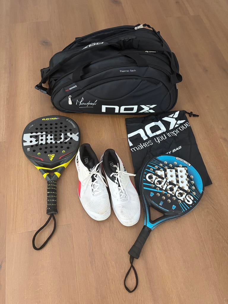 Complete padelset: NOX tas + 2 rackets, Sport en Fitness, Padel, Ophalen of Verzenden, Gebruikt
