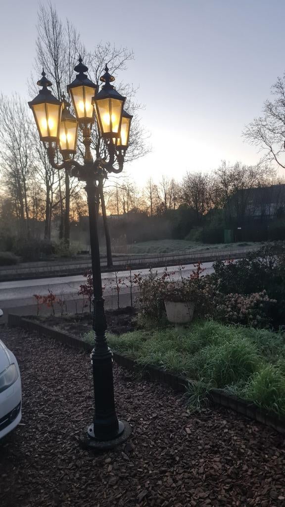 Klassieke lantaarnpaal met 5 lampen, 3m hoog en 1m spanwijdt, Ophalen of Verzenden