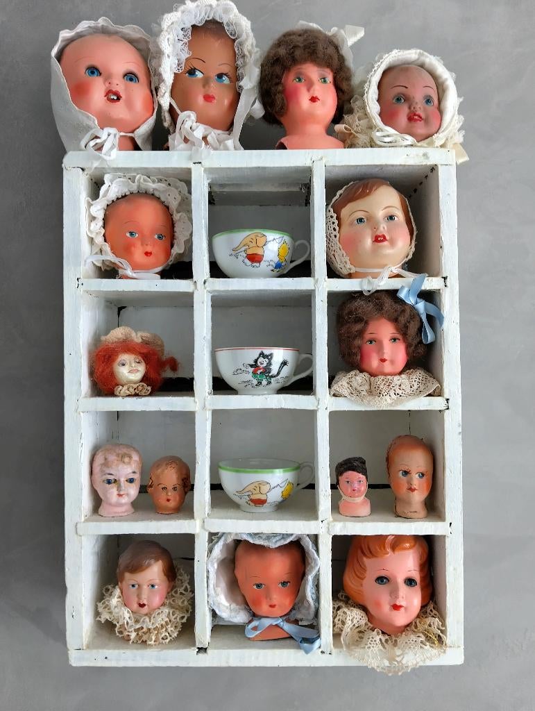 Brocante poppen hoofden, Antiek en Kunst, Ophalen of Verzenden