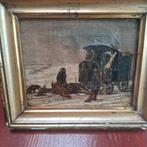 Tragisch tafereel: Woonwagengezin verliest paard, Antiek en Kunst, Kunst | Schilderijen | Klassiek, Ophalen of Verzenden