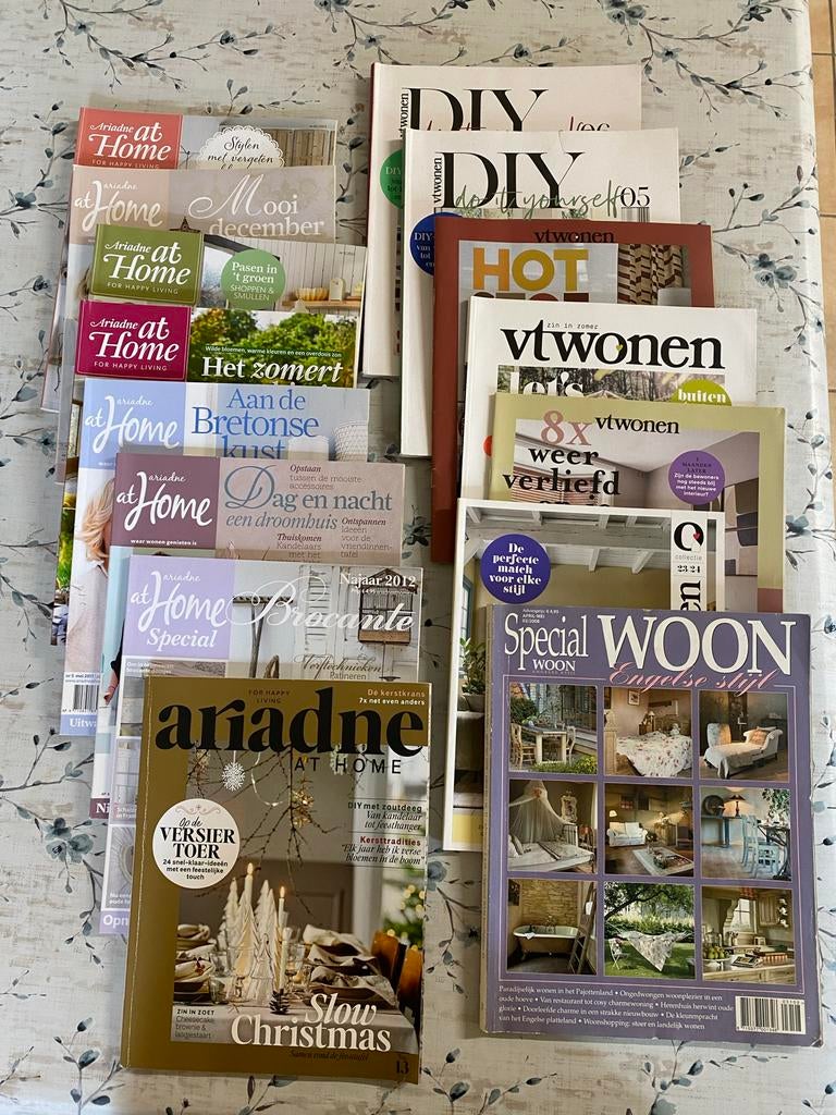 12 Woonmagazines: Ariadne at Home, VT Wonen, DIY, Hot Stof, Boeken, Tijdschriften en Kranten, Ophalen, Gelezen, Overige typen