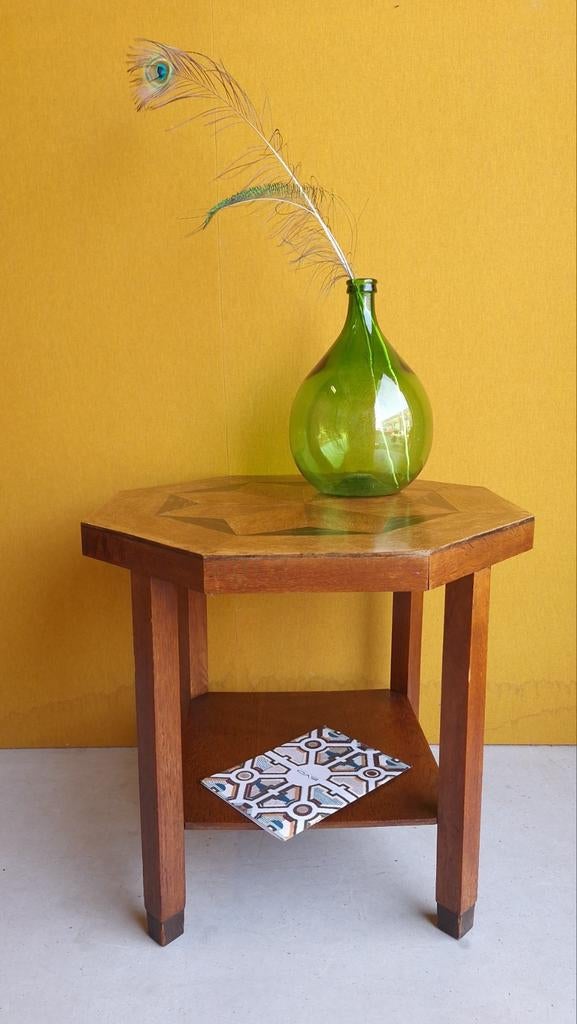 Vintage Art deco tafeltje met onderblad, sidetable, tafel, Huis en Inrichting, Woonaccessoires | Etagères, Gebruikt, Ophalen