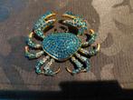 Broche Krab blauw stras, Overige materialen, 4 tot 7 cm, Blauw, Nieuw