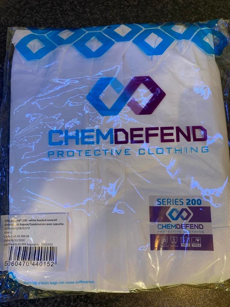 38x Chemdefend Wegwerp Overalls Serie 200 Type 5/6, Ophalen of Verzenden, Nieuw