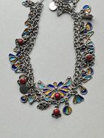 Zilveren Berber collier met emaille, Verzenden, Zo goed als nieuw, Met edelsteen, Rood