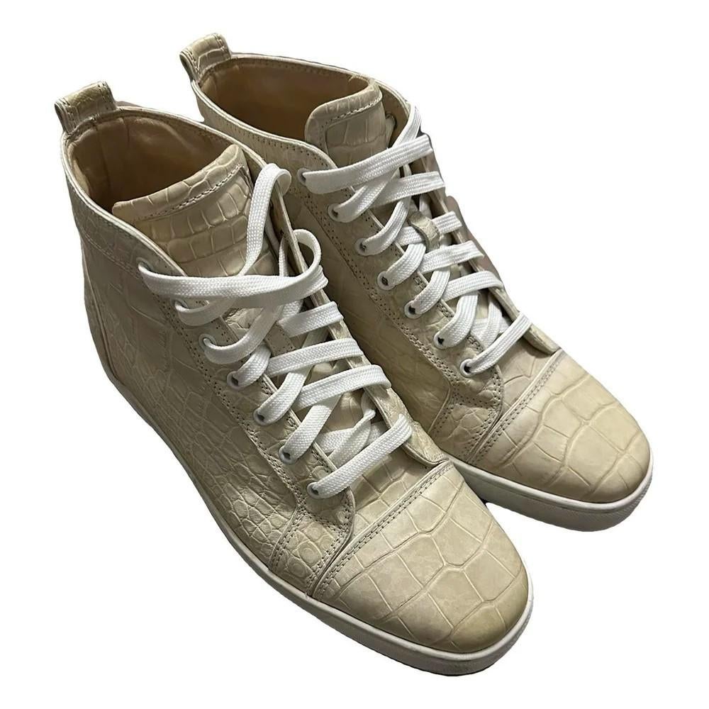 Christian Louboutin Louis High Sneakers Alligator Beige, Overige kleuren, Ophalen of Verzenden, Sneakers of Gympen, Zo goed als nieuw