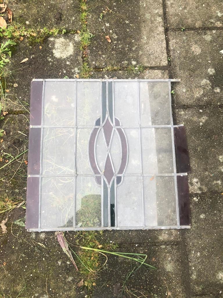 Oud glas in lood raam, Doe-het-zelf en Verbouw, Glas en Ramen, Ophalen, Gevelraam of Ruit, Zo goed als nieuw, Minder dan 80 cm