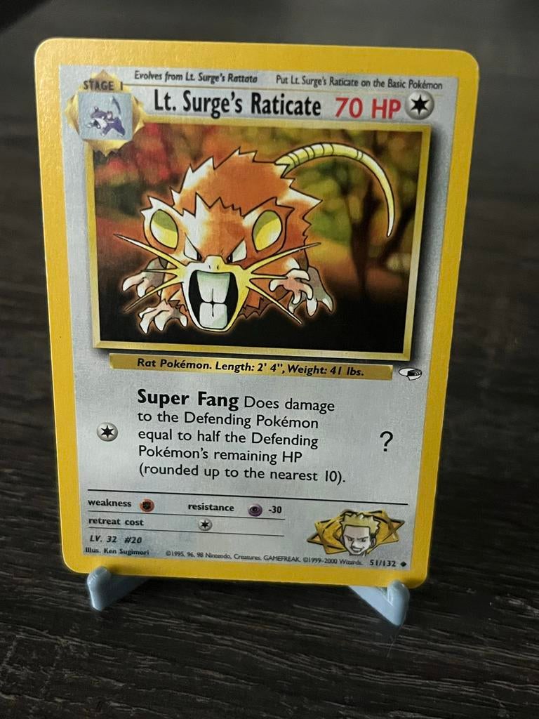 Lt. Surge Raticate (51/132) - Gym Challenge - Good, Ophalen of Verzenden, Gebruikt, Losse kaart