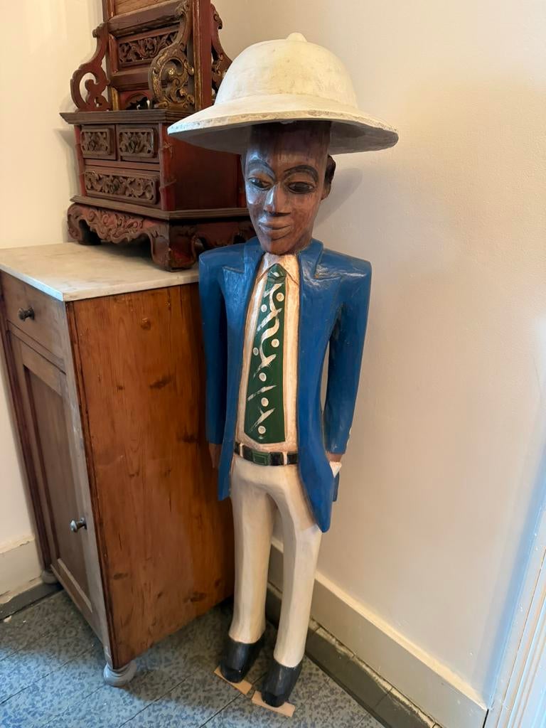 Houten colon figuur Afrika Ivoorkust 120cm, Antiek en Kunst, Ophalen of Verzenden