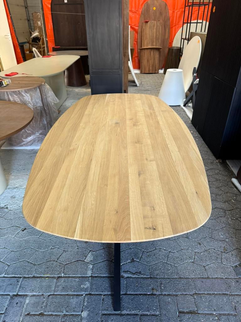Eettafel Deens ovaal natural  lichte beschadiging blad, Ophalen, Scandinavisch, 50 tot 100 cm, Vijf personen of meer