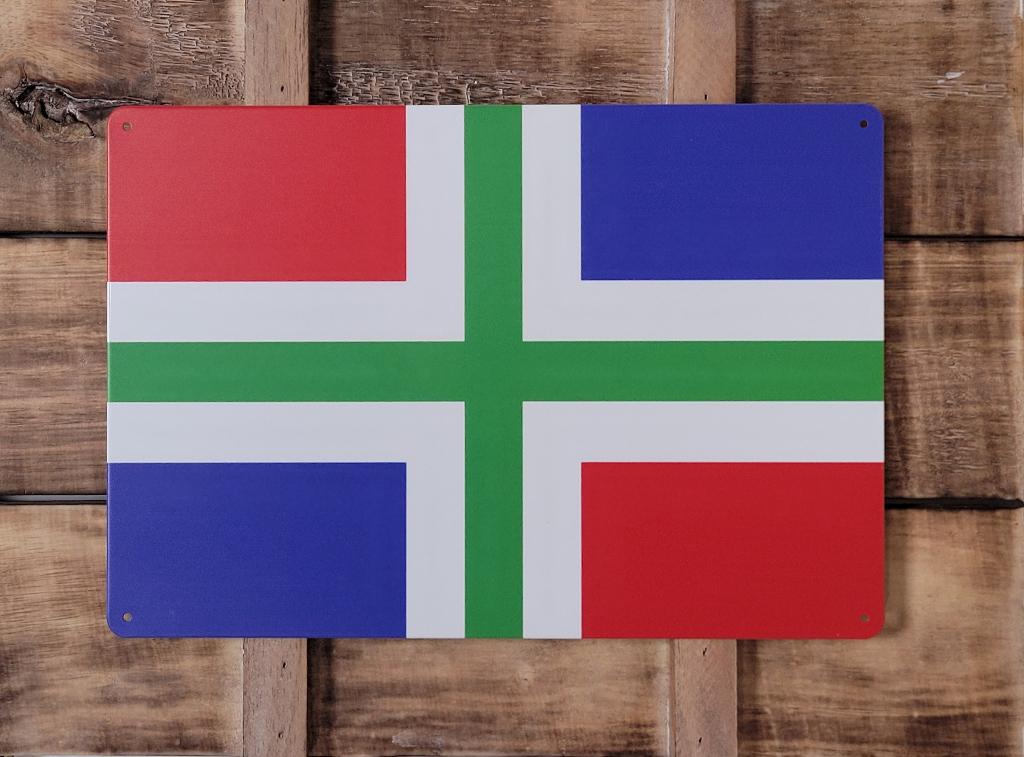 Groningen provincie vlag reclamebord van metaal wandbord, Diversen, Vlaggen en Wimpels, Info@deconoord.nl, Deco Noord, Nieuw, Ophalen of Verzenden